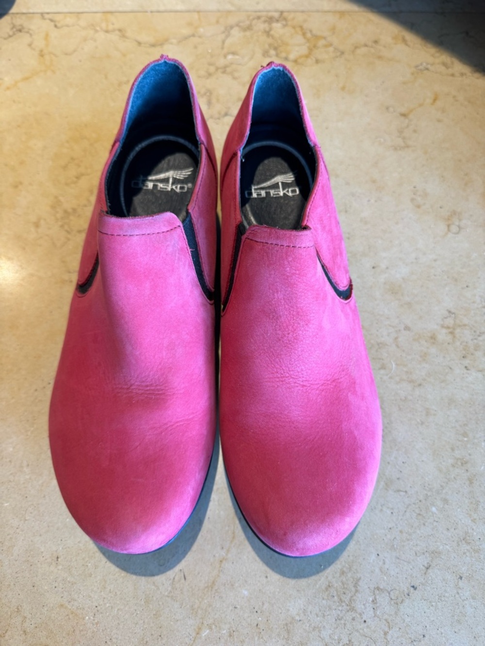 Dansko Pink Suede Clog Mules